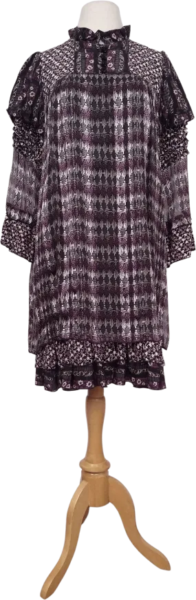 00's Purple Silk Diamond Plaid Printed Mini Dress by Anna Sui