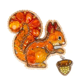 Beadwork kit for creating brooch Crystal Art Squirrel BP-326C