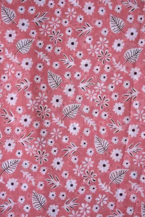 Big Width "56" White Small Floral Digital Print On Gajri Pink Georgette Fabric