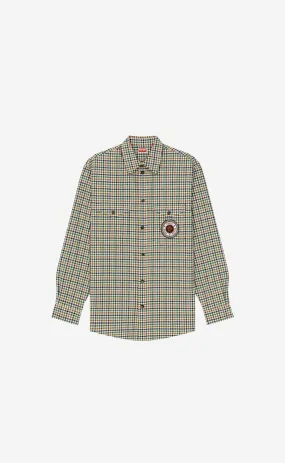 CAMEL CHECKED TRAVEL MILITARY SHIRT