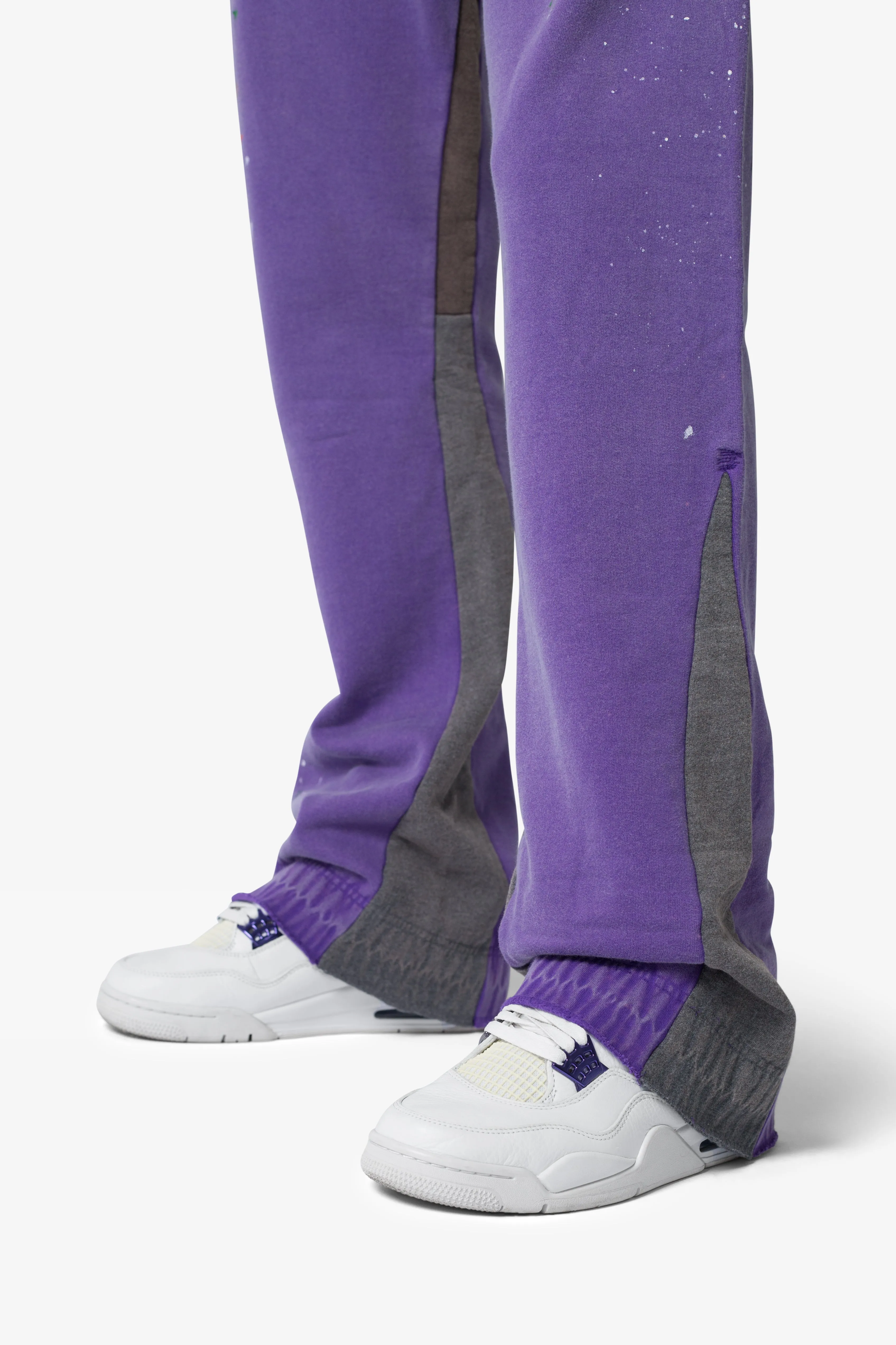 Contrast Bootcut Sweatpants - Purple