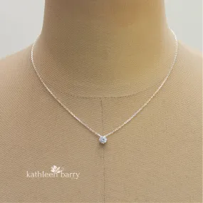 Cubic zirconia single floating gem pendent on a sterling silver chain - two length options