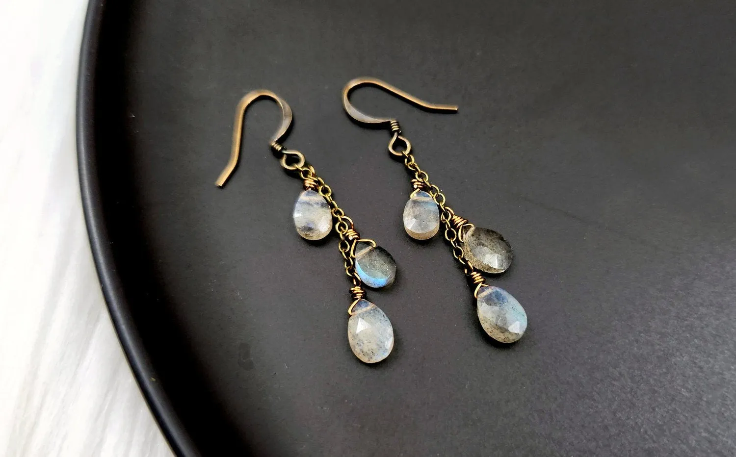 Edgy Petal - Earrings - Dainty Cluster (Labradorite) #L-117