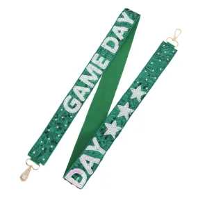 GAME DAY SEQUIN BEADED STAR BAG STRAP - GREEN/WHITE