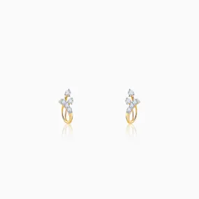 Gold Diamond Curve Studs