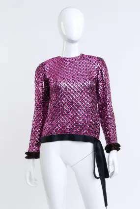 Lattice Sequin Ruffle Top