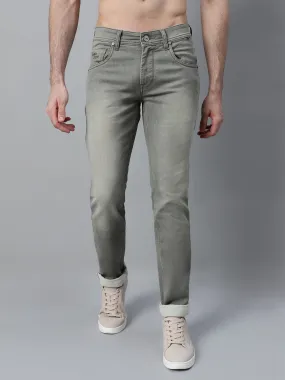 Men's Green Solid Stretchable Jeans