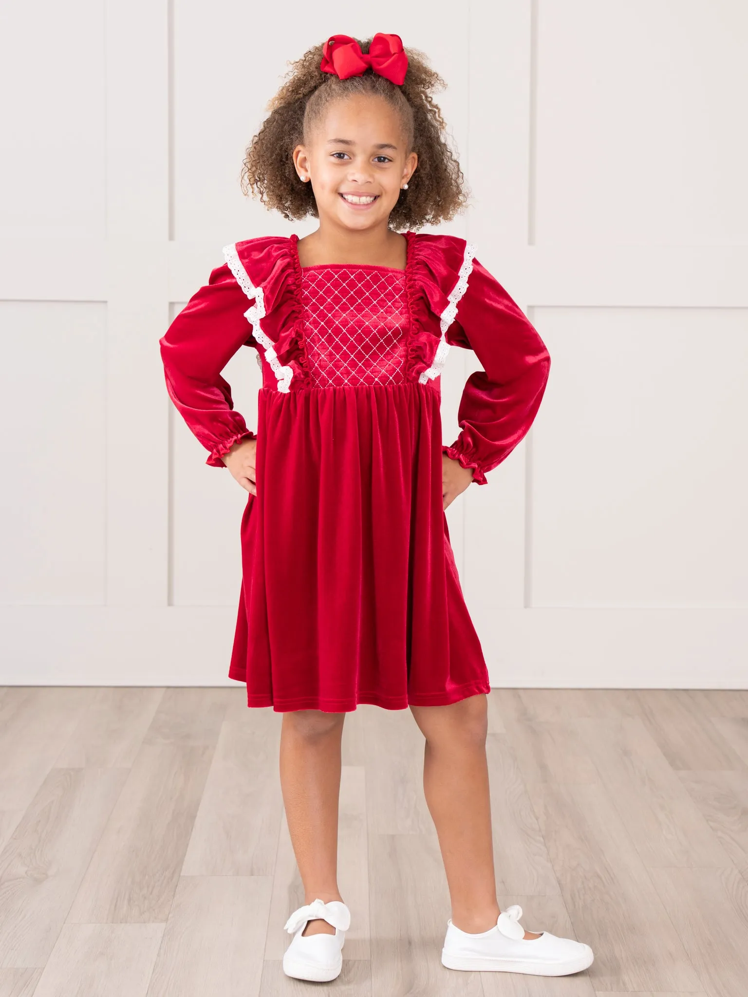 Ruby Velvet Ruffle Dress