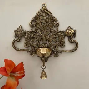 Shanku & Chakra Brass Hanging Diya & Bell - Decorative